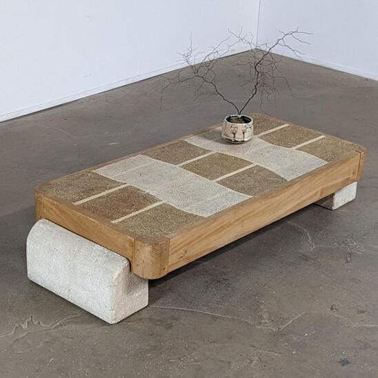 1960s Burgundy stone coffee table