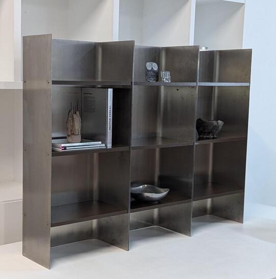 1970s brushed steel bookcase