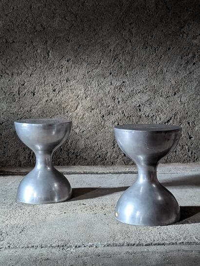 Cast aluminium pair of stools