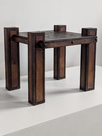 unusual 1930 leather gueridon